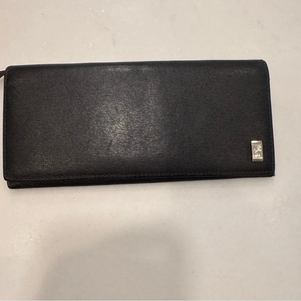 dunhill Black Leather Men's / Women’s Bi-Fold Long Wallet